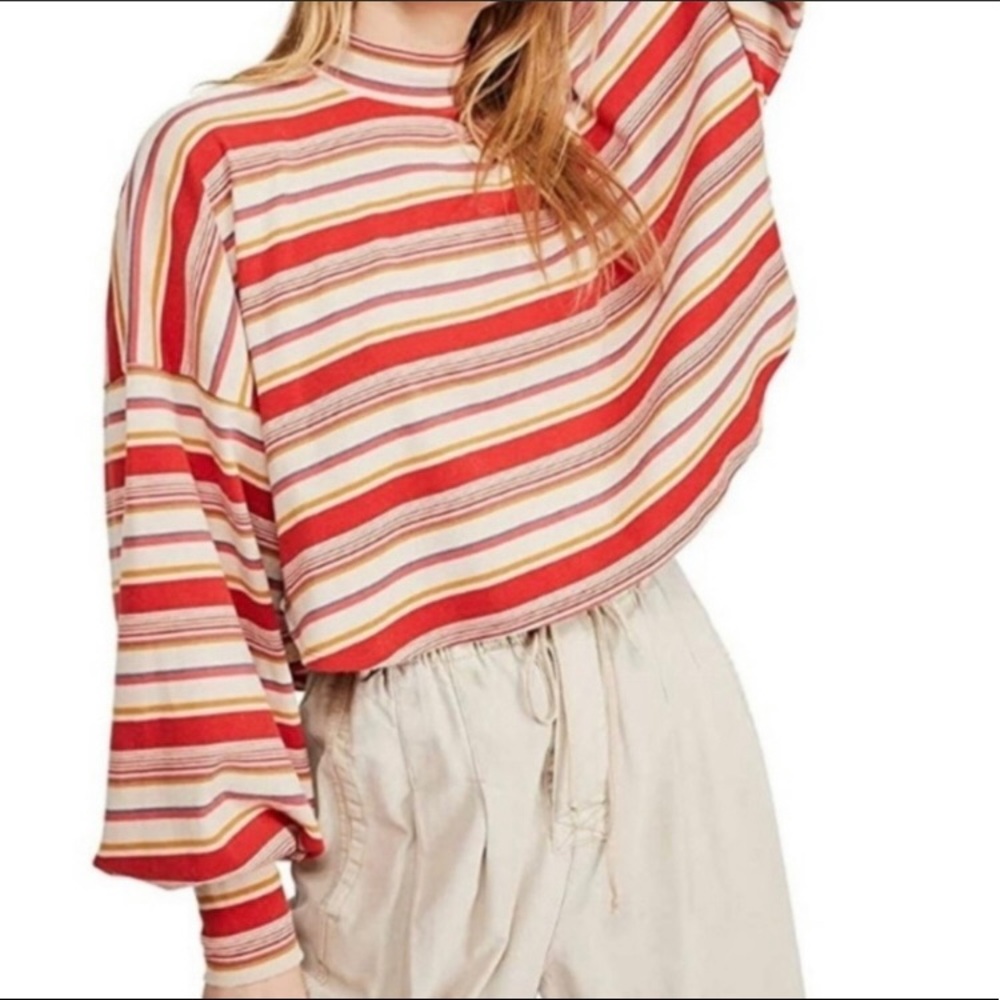 Free People Steph Striped Oversized Top